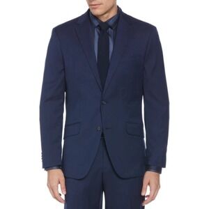 Perry Ellis Slim Fit Suit Jacket Mens 38 Regular Solid Blue Stretch. NWT